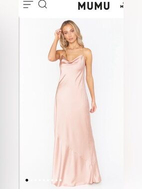 Tuscany maxi slip dress, rose gold luxe satin